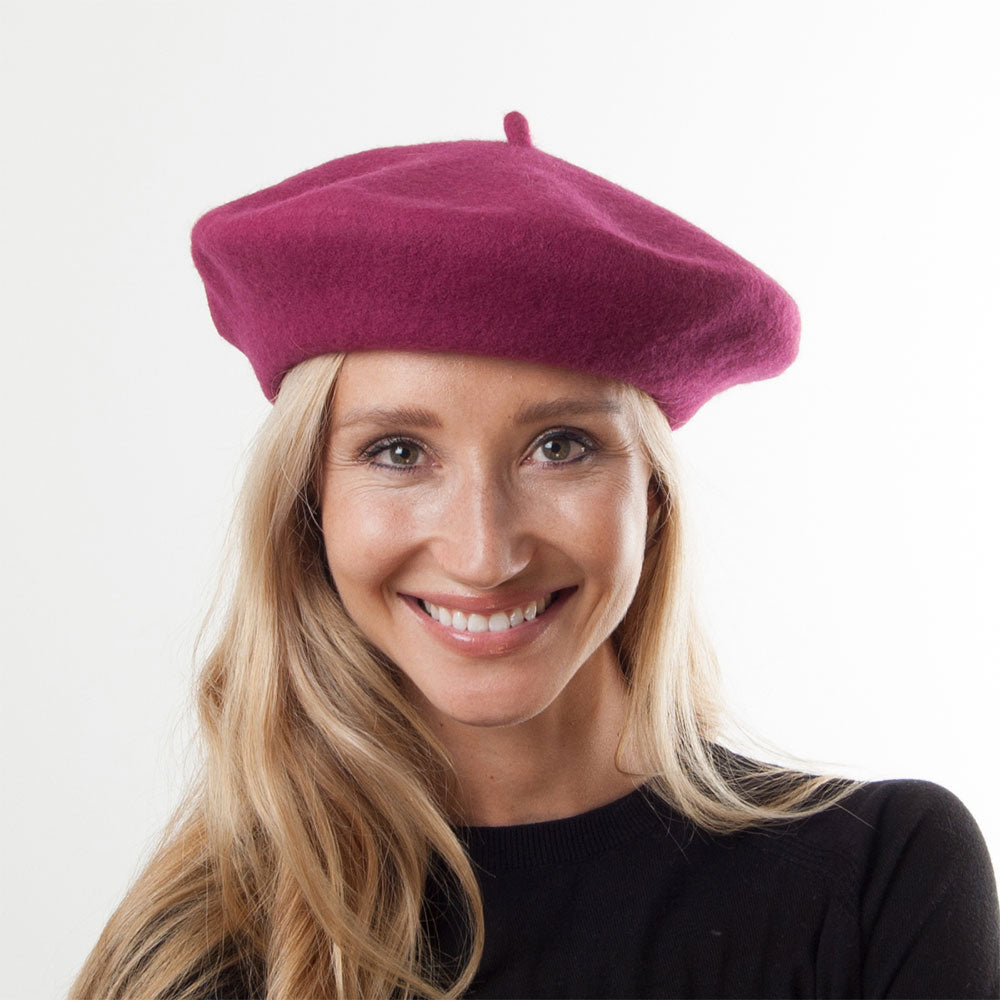 Béret Tendance En Laine framboise