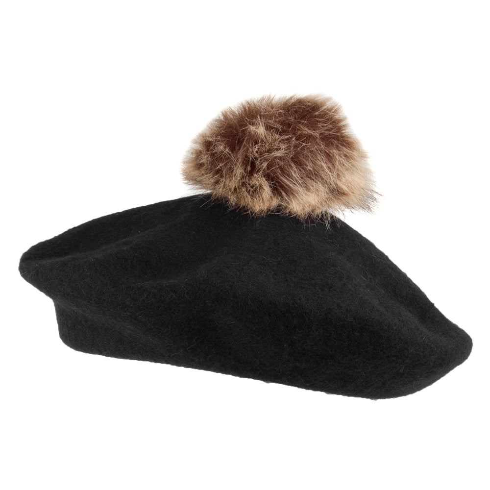 Béret en Laine à Pompon noir WHITELEY