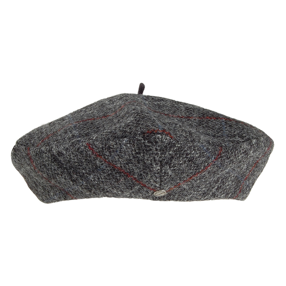 Béret en HARRIS TWEED à Chevrons Gwen gris HÉRITAGE PAR LAULHÈRE