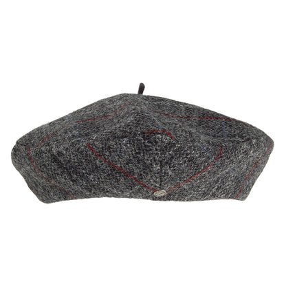 Béret en HARRIS TWEED à Chevrons Gwen gris HÉRITAGE PAR LAULHÈRE