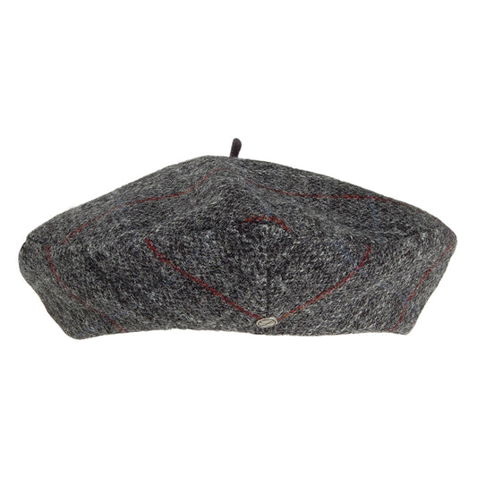 Béret en HARRIS TWEED à Chevrons Gwen gris HÉRITAGE PAR LAULHÈRE
