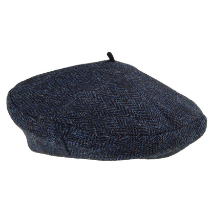 Béret en HARRIS TWEED à Chevrons Gwen bleu HÉRITAGE PAR LAULHÈRE