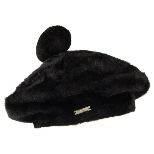 Béret à Pompon en Fourrure noir SEEBERGER
