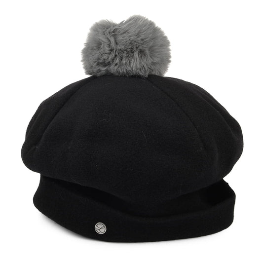 Béret à Pompon en Laine Mérinos Elsa noir HÉRITAGE PAR LAULHÈRE