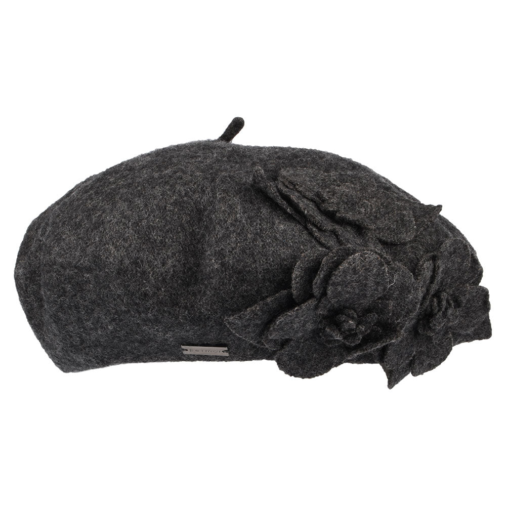 Béret à Fleurs anthracite chiné BETMAR