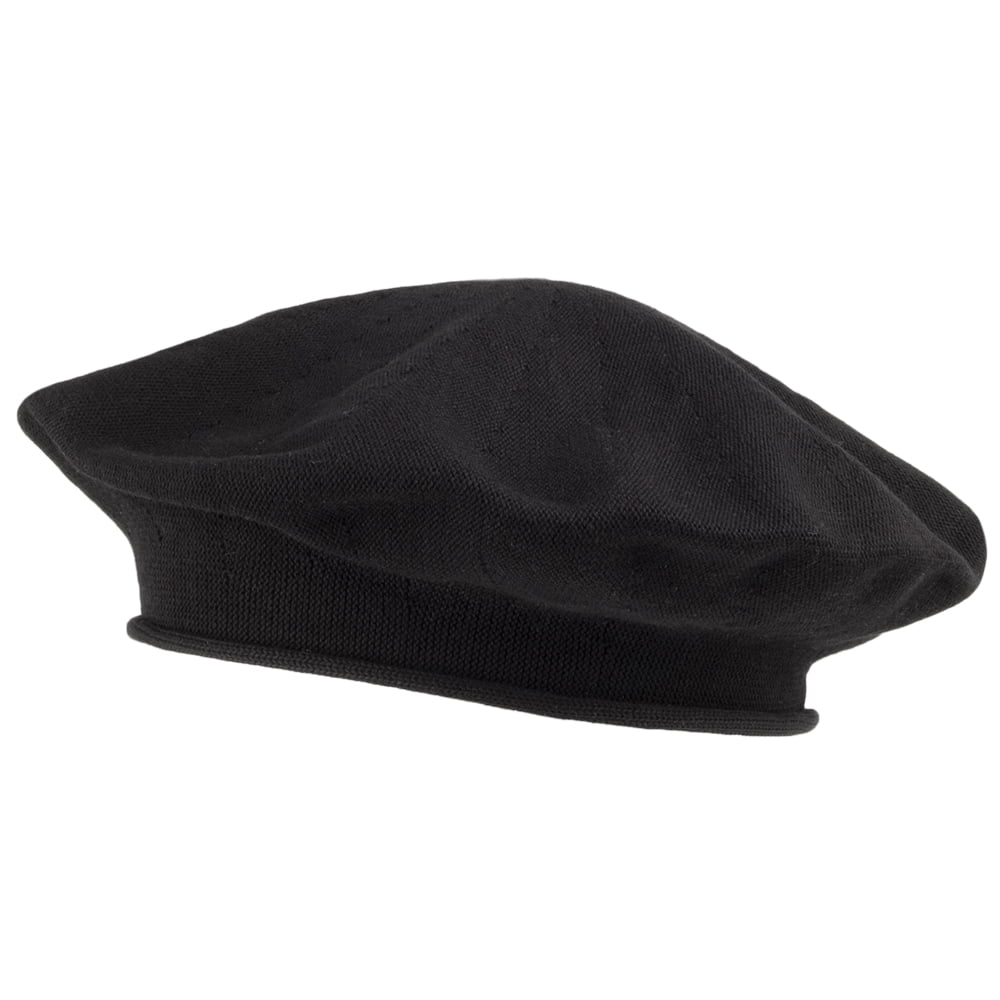 Béret en Coton 29cm de Diamètre noir SUR LA TÊTE