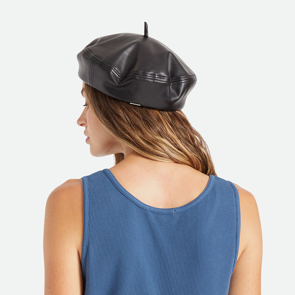 Béret en Simili-Cuir Audrey II noir BRIXTON