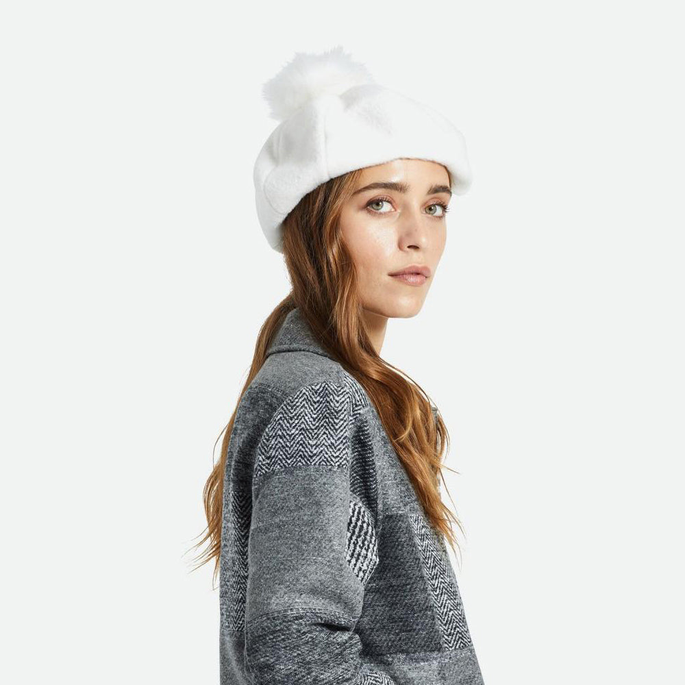 Béret Oversize avec Pompon en Fausse Fourrure Natalie blanc cassé BRIXTON