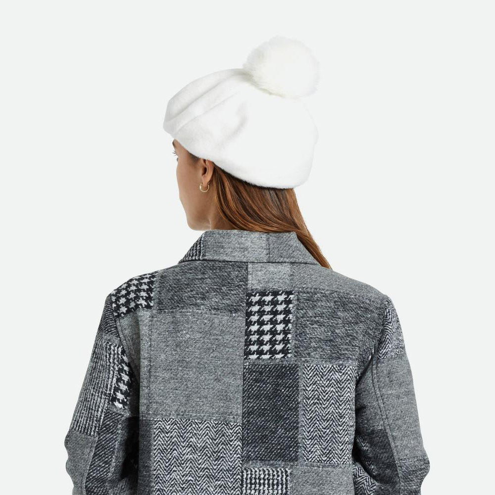 Béret Oversize avec Pompon en Fausse Fourrure Natalie blanc cassé BRIXTON