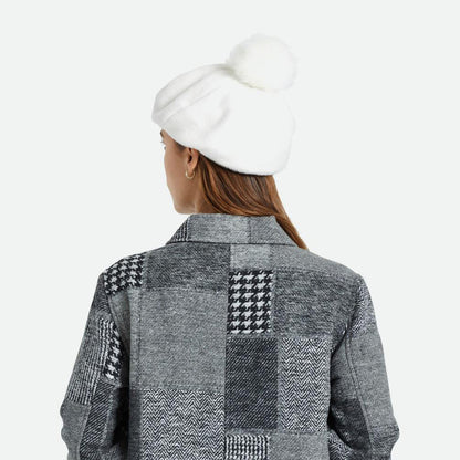Béret Oversize avec Pompon en Fausse Fourrure Natalie blanc cassé BRIXTON