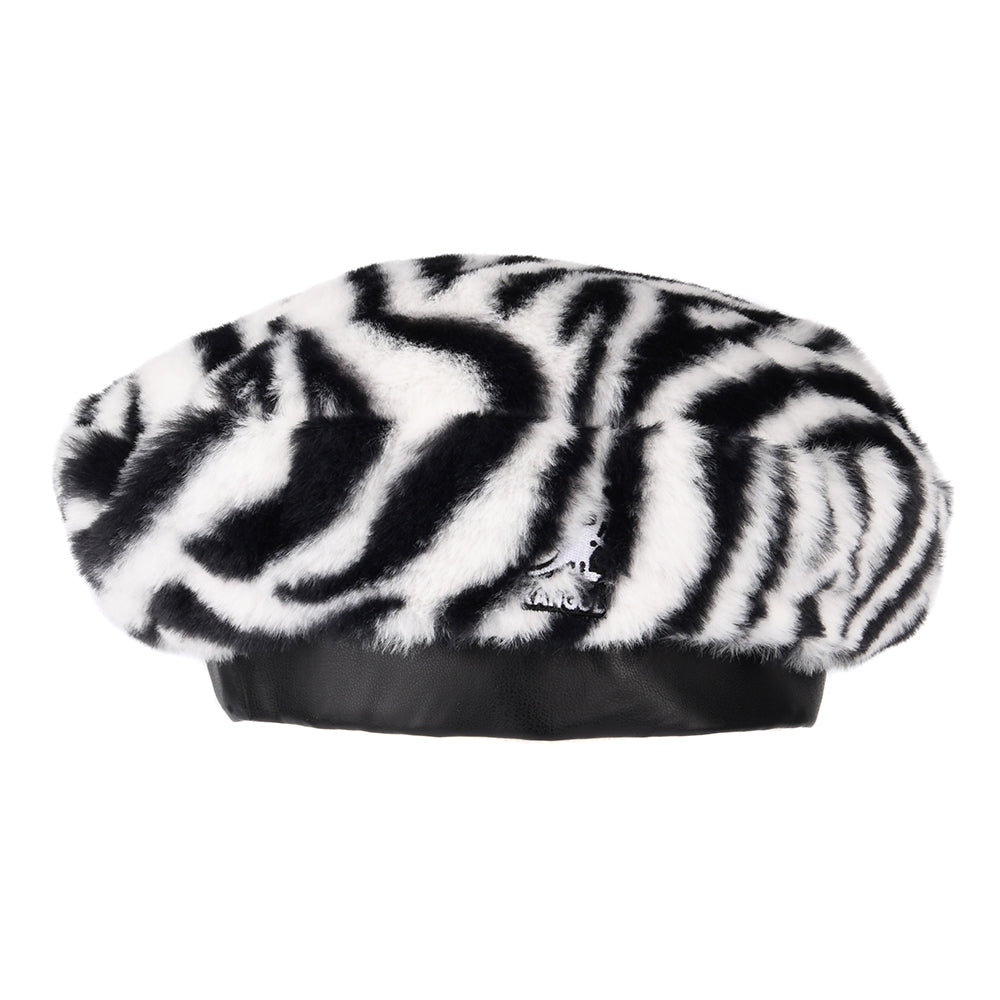 Béret en Fausse Fourrure à Motif Zèbre noir-blanc KANGOL