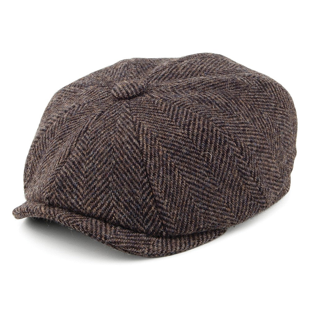 Casquette Gavroche à Chevrons en HARRIS TWEED marron OLNEY