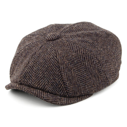 Casquette Gavroche à Chevrons en HARRIS TWEED marron OLNEY