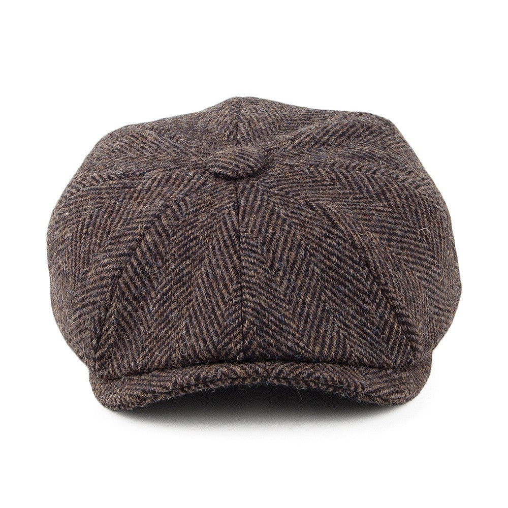 Casquette Gavroche à Chevrons en HARRIS TWEED marron OLNEY