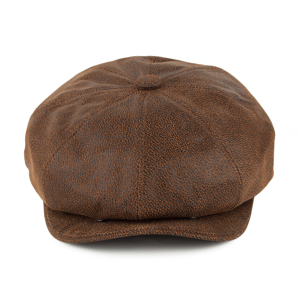 Casquette Gavroche en Cuir marron JAXON & JAMES