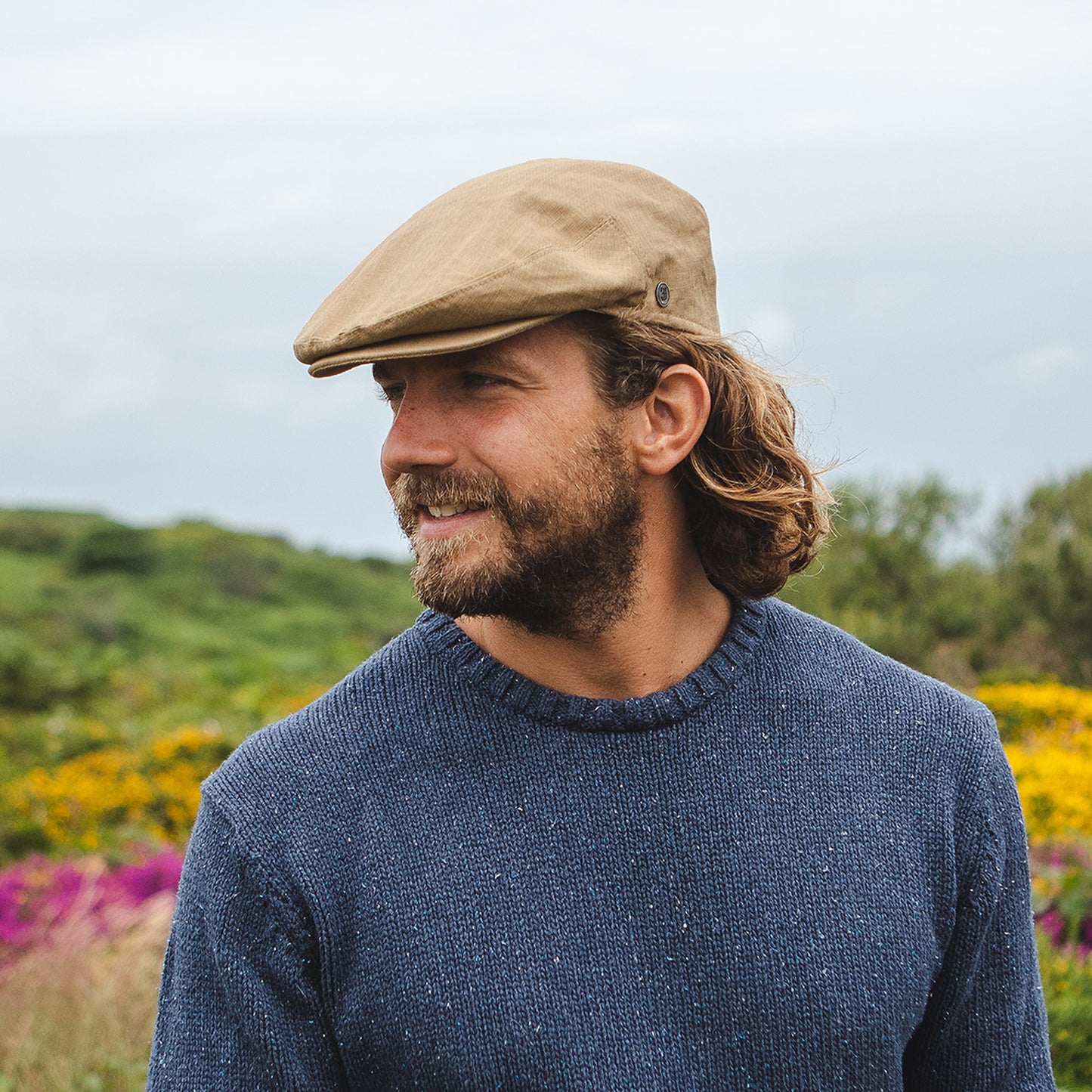 Casquette Plate en Lin camel JAXON & JAMES