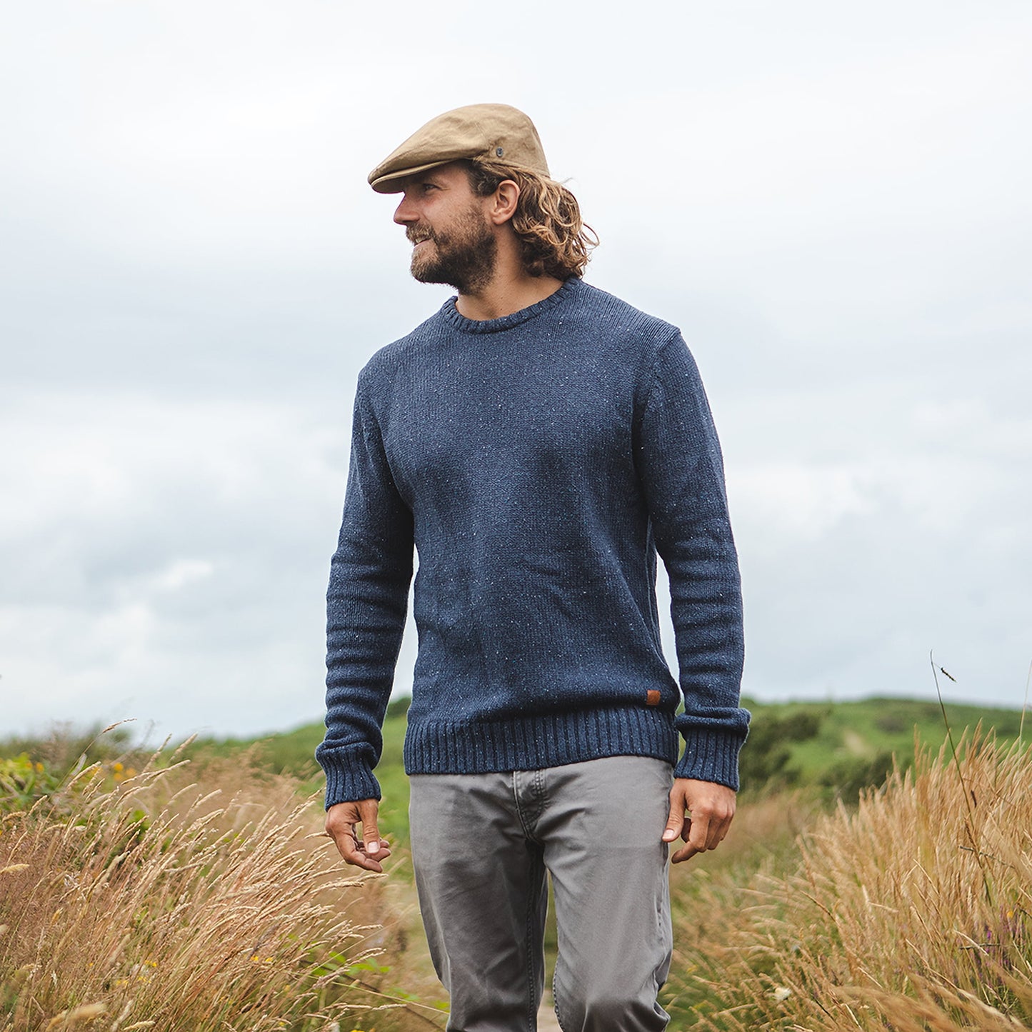 Casquette Plate en Lin camel JAXON & JAMES
