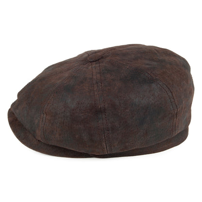 Casquette Gavroche en Cuir Hatteras marron STETSON