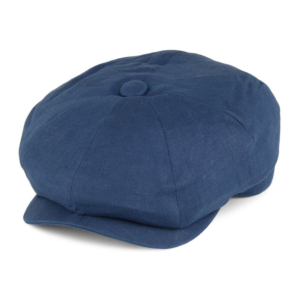 Casquette Gavroche à 8 Pans en Lin bleu CHRISTYS