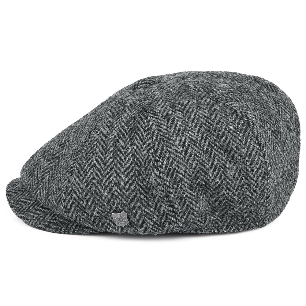 Casquette Gavroche en HARRIS TWEED à Chevrons Carloway anthracite FAILSWORTH