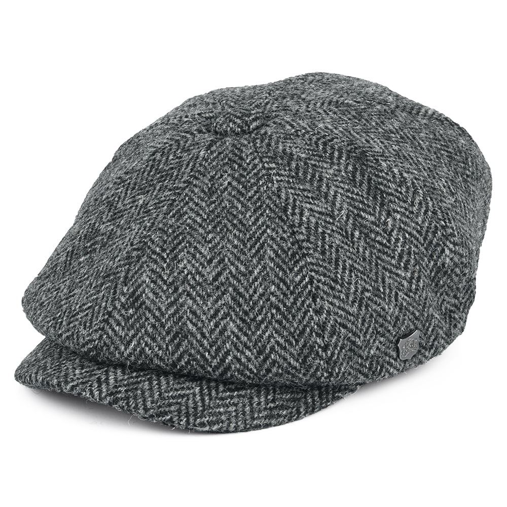 Casquette Gavroche en HARRIS TWEED à Chevrons Carloway anthracite FAILSWORTH
