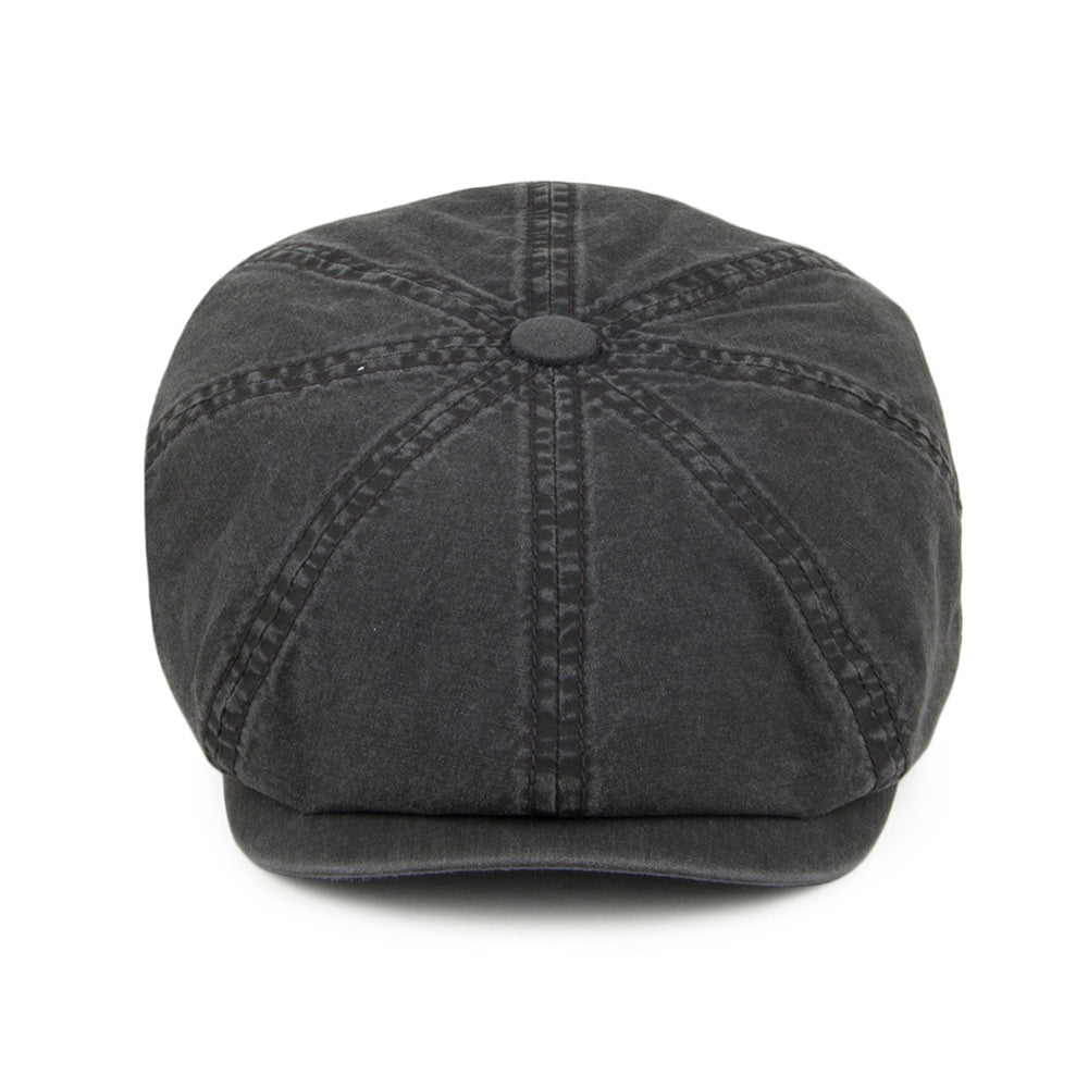 Casquette Gavroche en Coton Bio Délavé Hatteras noir STETSON