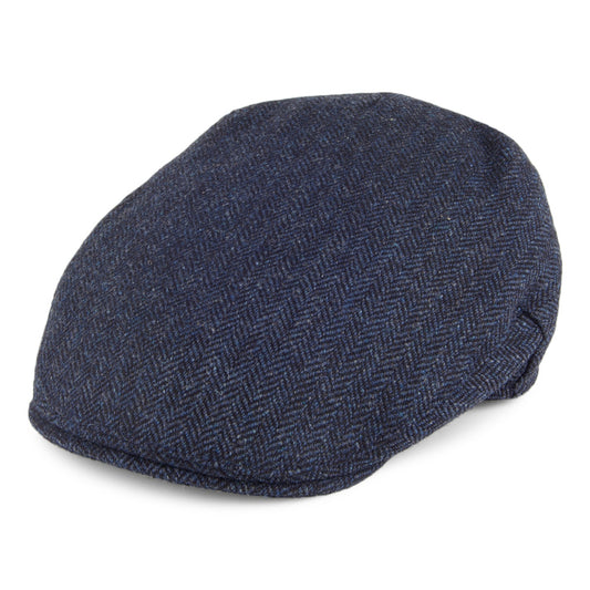 Casquette Plate en Tweed à Chevrons Balmoral Country bleu marine CHRISTYS