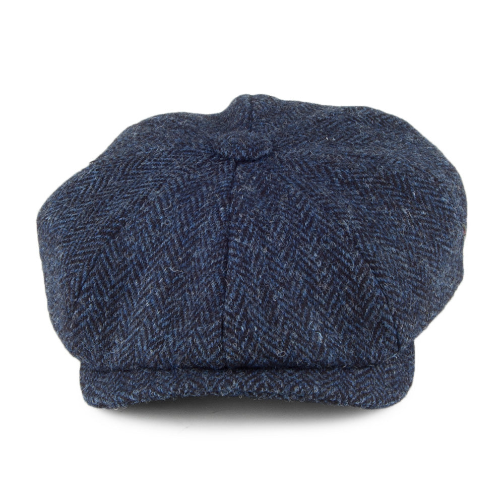 Casquette Gavroche en HARRIS TWEED à Chevrons bleu marine OLNEY