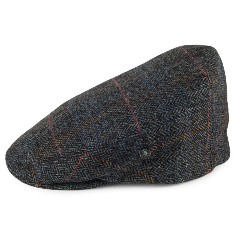 Casquette Plate en Laine à Carreaux et Chevrons gris CITY SPORT
