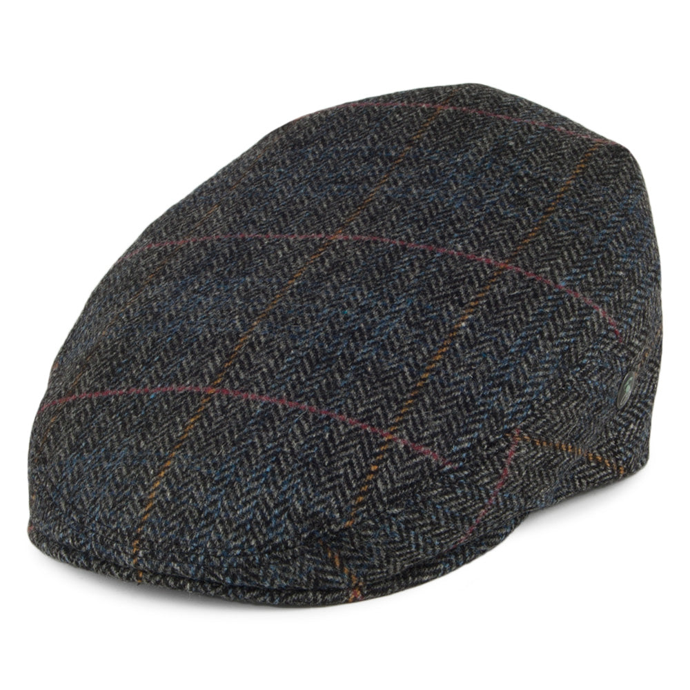 Casquette Plate en Laine à Carreaux et Chevrons gris CITY SPORT