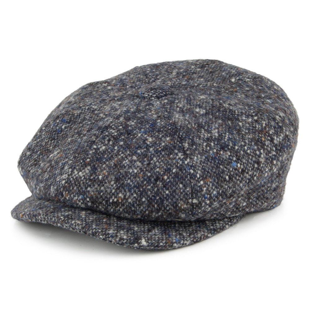Casquette Gavroche en Donegal Tweed Chiné bleu-gris CITY SPORT