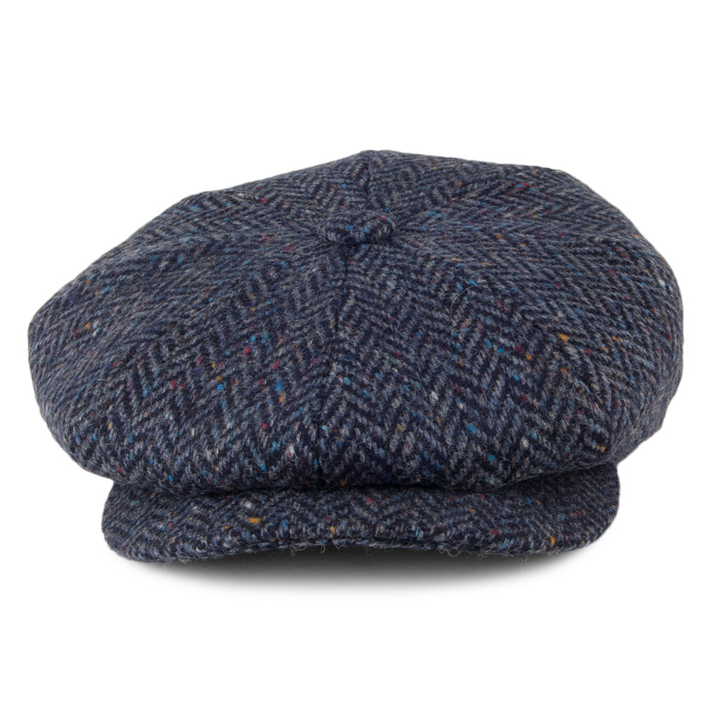 Casquette Gavroche en Tweed du Donegal à Chevrons bleu-bleu marine CITY SPORT