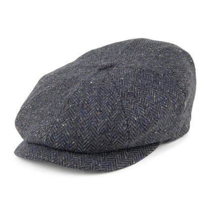 Casquette Gavroche en Tweed du Donegal à Chevrons gris-bleu CITY SPORT