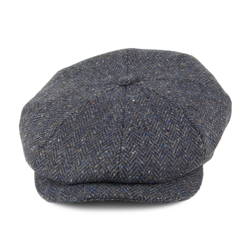 Casquette Gavroche en Tweed du Donegal à Chevrons gris-bleu CITY SPORT