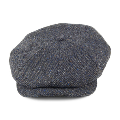 Casquette Gavroche en Tweed du Donegal à Chevrons gris-bleu CITY SPORT