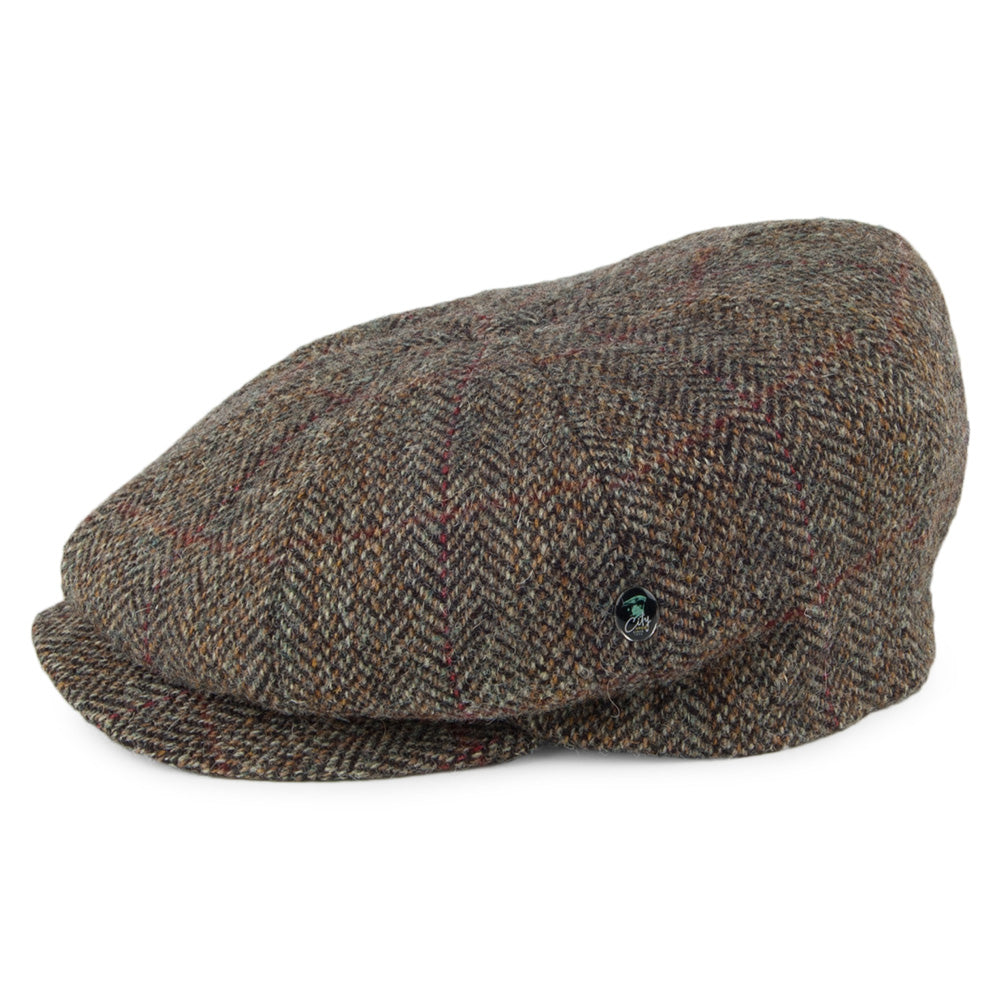 Casquette Gavroche en HARRIS TWEED à Chevrons sauge CITY SPORT