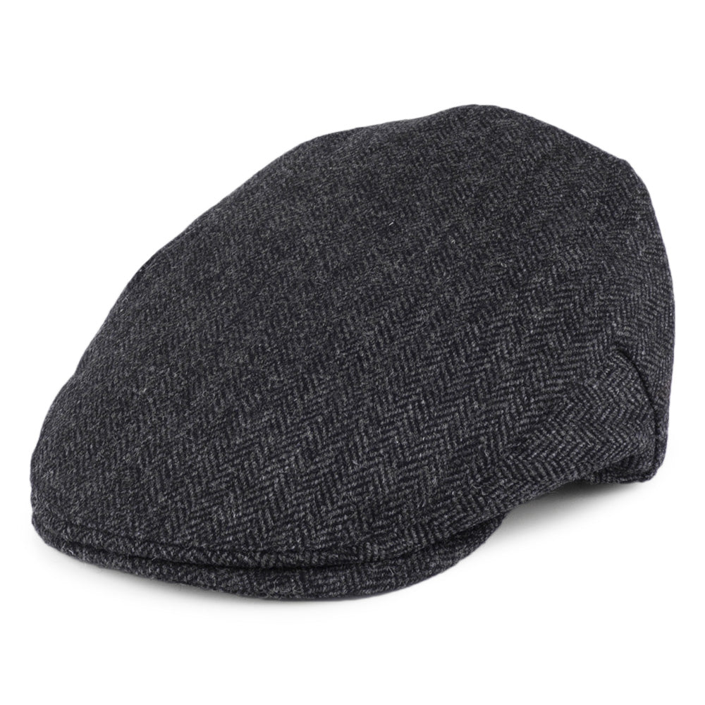 Casquette Plate en Tweed à Chevrons Balmoral Country noir-gris CHRISTYS