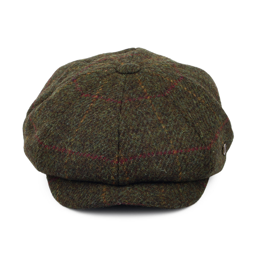 Casquette Gavroche en HARRIS TWEED à Carreaux Carloway olive FAILSWORTH