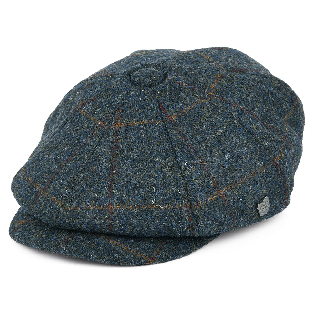 Casquette Gavroche en HARRIS TWEED à Carreaux Carloway bleu-multi FAILSWORTH