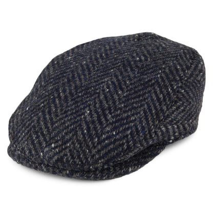 Casquette Plate en Tweed du Donegal Longford bleu marine-gris FAILSWORTH