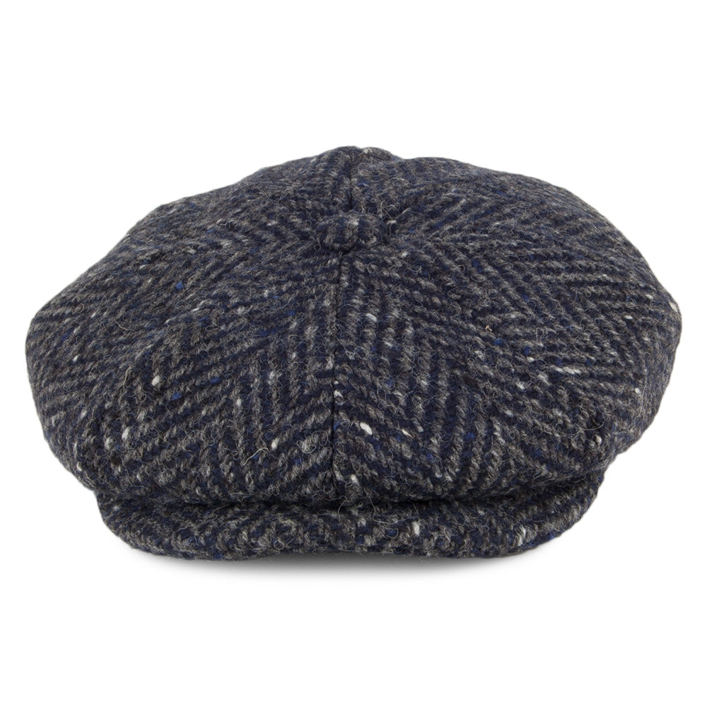 Casquette Gavroche en Tweed du Donegal à Chevrons Mayo bleu marine-gris FAILSWORTH