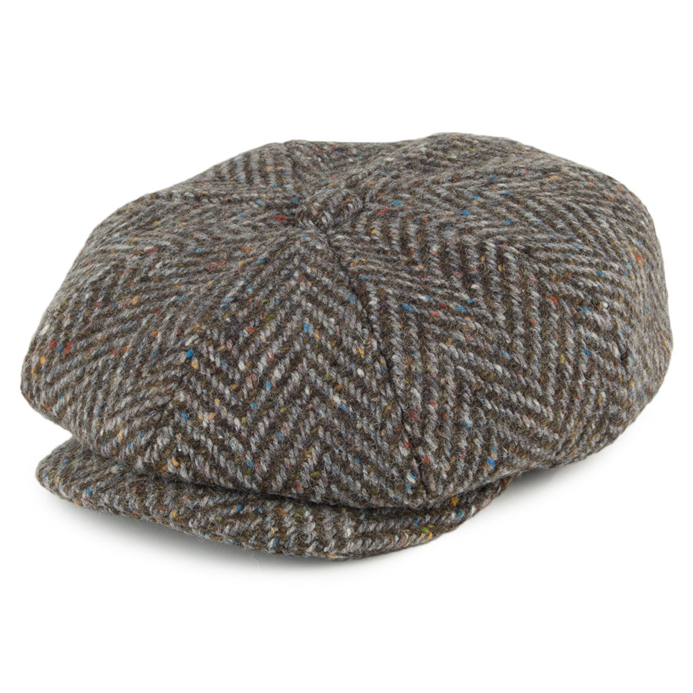 Casquette Gavroche en Tweed du Donegal à Chevrons Mayo tourbe FAILSWORTH
