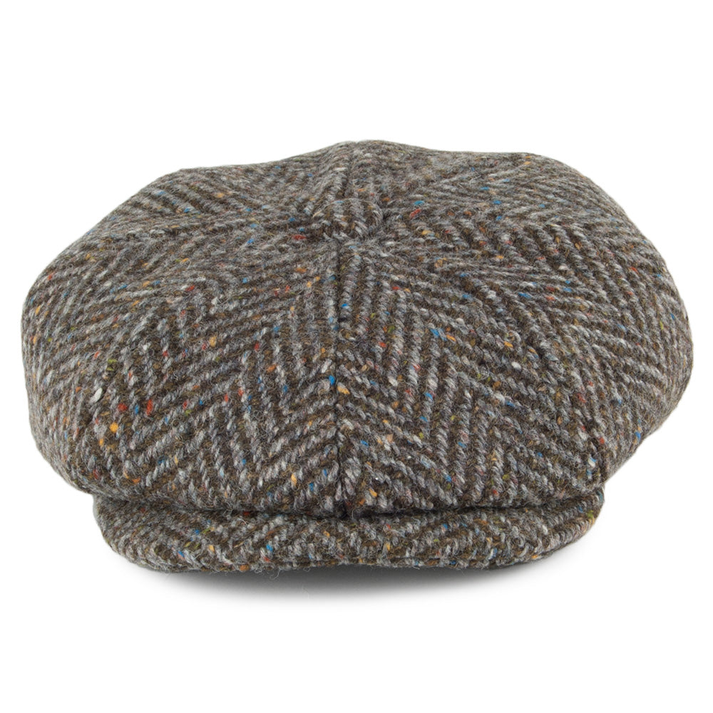 Casquette Gavroche en Tweed du Donegal à Chevrons Mayo tourbe FAILSWORTH