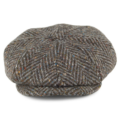 Casquette Gavroche en Tweed du Donegal à Chevrons Mayo tourbe FAILSWORTH