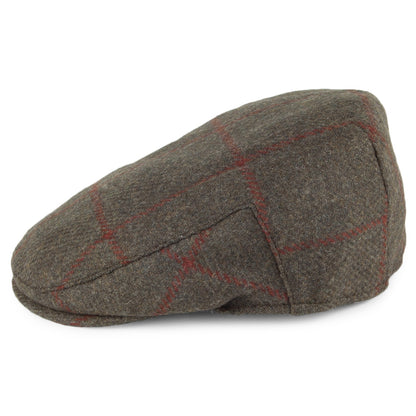 Casquette Plate en Laine à Carreaux Cambridge olive FAILSWORTH