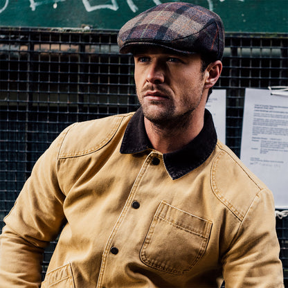 Casquette Plate en Laine Cambridge panaché de marrons FAILSWORTH