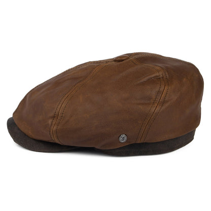 Casquette Plate en Cuir Fulton marron JAXON & JAMES