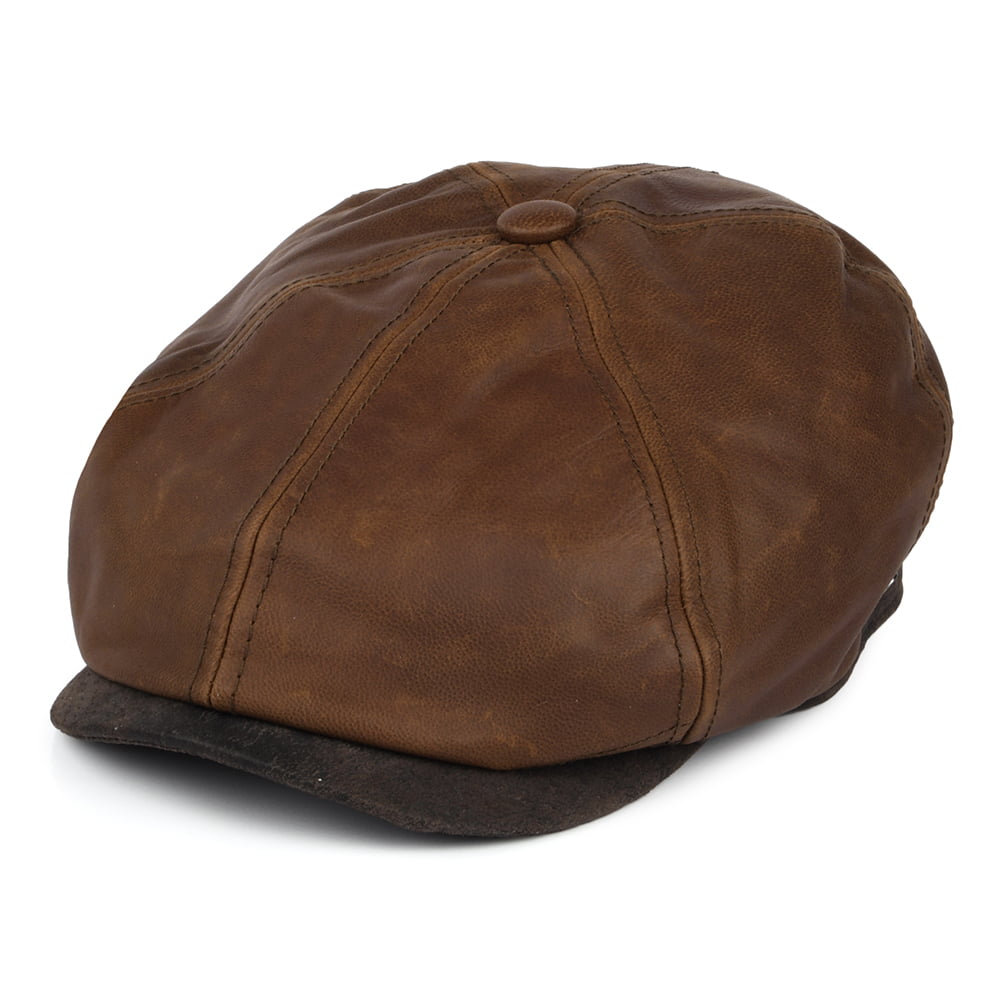 Casquette Plate en Cuir Fulton marron JAXON & JAMES