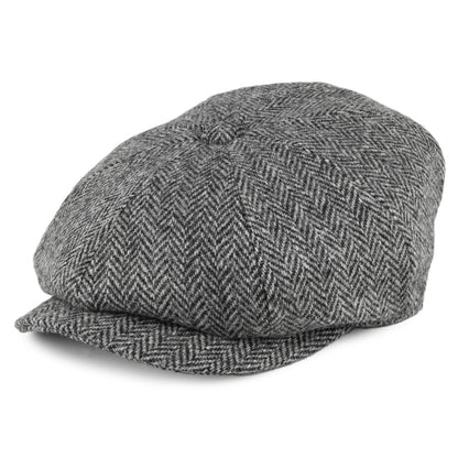 Casquette Gavroche en HARRIS TWEED Castlebay noir-gris JAXON & JAMES