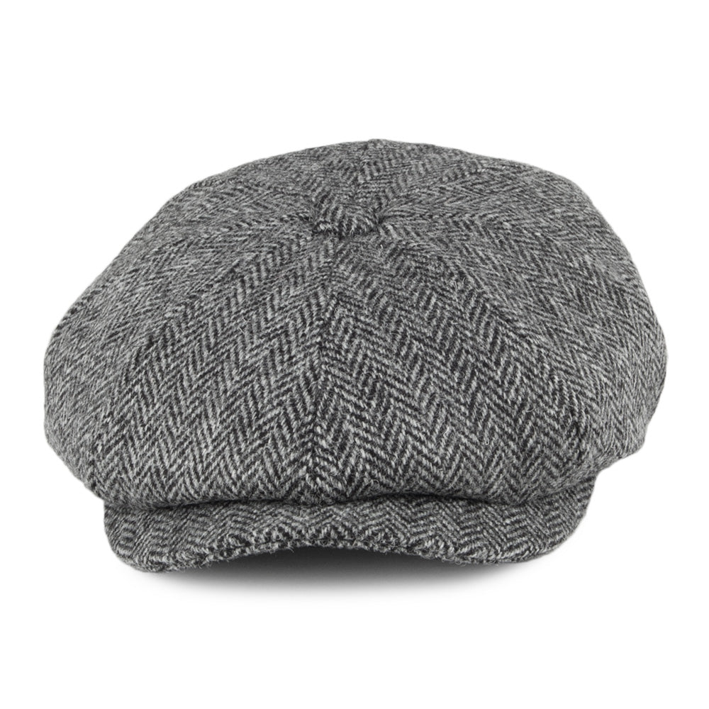 Casquette Gavroche en HARRIS TWEED Castlebay noir-gris JAXON & JAMES